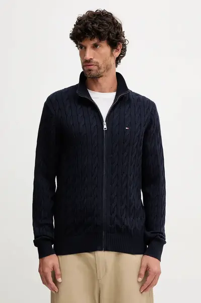 Bavlněný svetr Tommy Hilfiger pánský, tmavomodrá barva, MW0MW40440