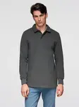 Ombre Men's structured knit polo collar sweatshirt - graphite melange