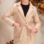 Z6722 DEWBERRY DÁMSKY KABÁT - TMAVO BÉŽOVÝ