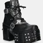 Kožené členkové topánky New Rock ITALI NEGRO BOX PLANE