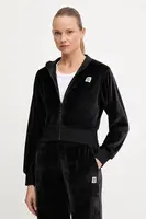 Mikina HUGO VELVET zip jacket dámská, černá barva, s aplikací, 50549796