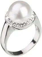 Evolution Group - Pavona Stříbrný perlový prsten s krystaly Swarovski London Style 35021.1 52 mm