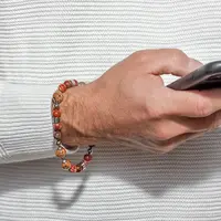 Lampglas Pánský náramek Earth Elements 24karátovým zlatem v perlách Lampglas BFM13 23,5 cm