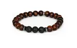 Agato Korálkový náramek z tygřího oka, lávového kamene a hematitu MINK137/20