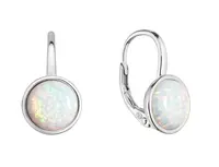 Evolution Group - Pavona Stříbrné visací náušnice s bílým syntetickým opálem 11466.1 white