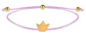 Troli Šňůrkový náramek Korunka růžová/zlatá