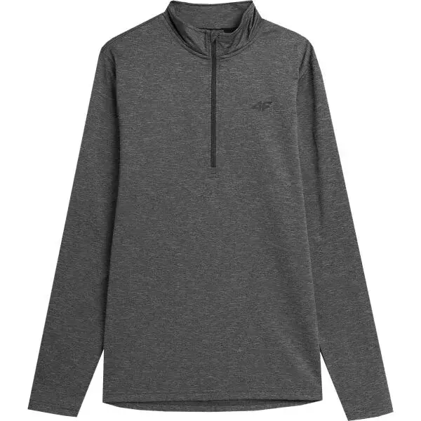 4F BRUSHED UNDERWEAR 1/2 ZIP Pánská mikina, tmavě šedá, velikost