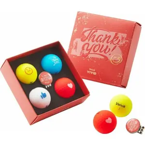 VOLVIK GB THANK YOU 4 BALLS + 1 BALLMARKER Golfové míčky, mix, velikost