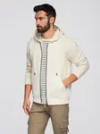 Ombre Men's BASIC unbuttoned hooded sweatshirt - cream