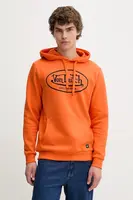 Mikina Von Dutch pánská, oranžová barva, s kapucí, s potiskem, VD.1.SWC.BRAND