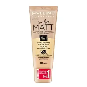 Eveline Satin Matt Mattifying & Covering Foundation 4in1 tekutý make-up so zmatňujúcim účinkom 101 Ivory 30 ml