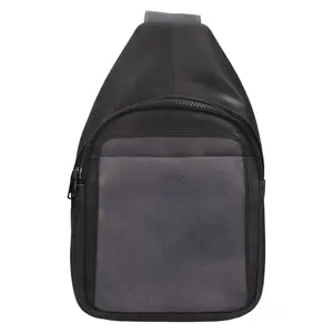 Pánska kožená taška cez rameno Lagen Menson - čierno-modrá