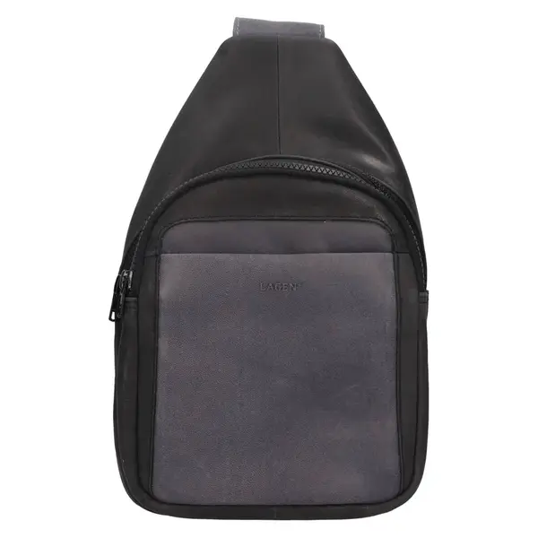 Pánska kožená taška cez rameno Lagen Menson - čierno-modrá