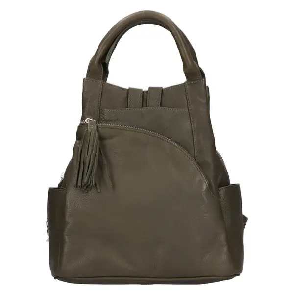 Dámsky kožený batoh The Trend Diana - tmavo zelená