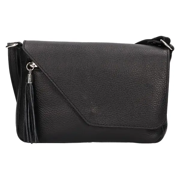 Dámska kožená crossbody kabelka Italia Kalia - čierna