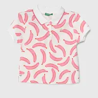 Dětské polo tričko United Colors of Benetton růžová barva, s límečkem
