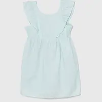 Dětské lněné šaty United Colors of Benetton tyrkysová barva, mini