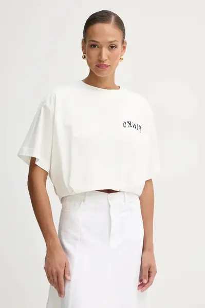 Bavlněné tričko Pinko béžová barva, 104257 A2C0