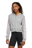 Dětská mikina adidas šedá barva, s kapucí, s aplikací, JJ0949