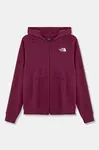 Dětská bavlněná mikina The North Face FZ OVERSIZE LIGHT HOODIE fialová barva, s kapucí, s potiskem, NF0A89HG6EO1