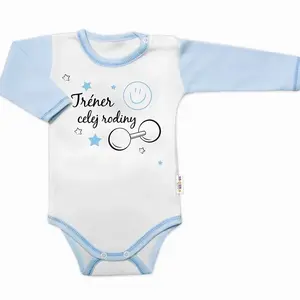 Baby Nellys Body dlouhý rukáv s vtipným textem  Trenér celej rodiny