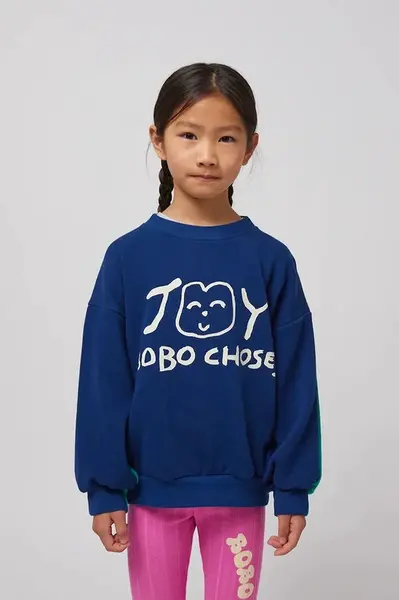 Dětská bavlněná mikina Bobo Choses Smiling tmavomodrá barva, s potiskem, 125AC040