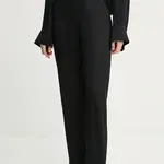 Kalhoty AERON COUGAR dámské, černá barva, široké, high waist, PA310555