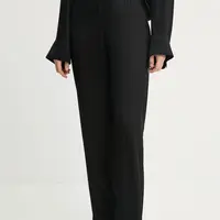 Kalhoty AERON COUGAR dámské, černá barva, široké, high waist, PA310555