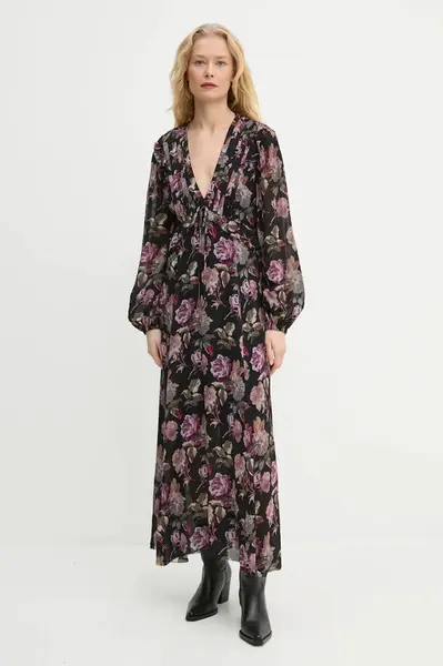 Šaty The Kooples černá barva, maxi, FROB29079K