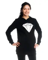 bemaamaa Těhotenské a kojící triko/mikina Diamant, dl. rukáv, černé, vel. XS