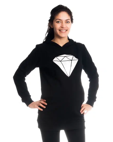 Těhotenské a kojící triko/mikina Diamant, dl. rukáv, černé, vel. XS
