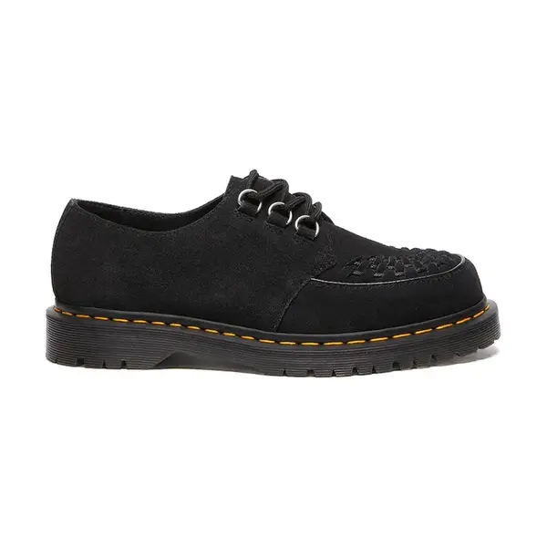 Semišové polobotky Dr. Martens Ramsey černá barva, na plochém podpatku, DM40572001