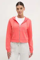 Mikina Dkny dámská, růžová barva, s kapucí, hladká, DP5J9588