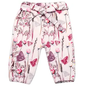 Baby Nellys Tepláčky s ozdobným páskem Motýlci - růžová, vel. 74 vel.  74