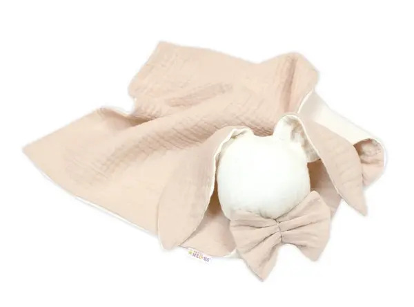 Baby Nellys Mušelínový mazlíček, přítulníček Nature Zajíček, béžový/smetanový