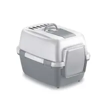 Stefanplast WivaCat Praktická krytá kočičí toaleta s filtrem a lopatkou bílá/šedá 5