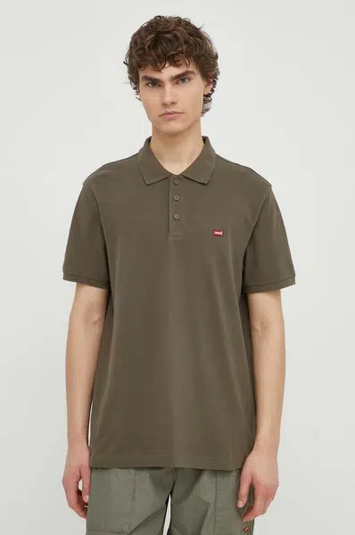 Bavlněné polo tričko Levi's zelená barva