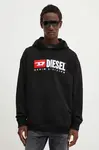 Bavlněná mikina Diesel S-BOXT-HOOD-DIV pánská, černá barva, s kapucí, s aplikací, A14945.0GEAD