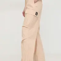 Bavlněné kalhoty Patrizia Pepe béžová barva, kapsáče, high waist, 8P0602 A391
