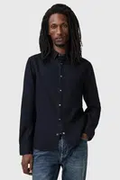 Džínová košile AllSaints GLEASON LS SHIRT pánská, černá barva, regular, s klasickým límcem, M165SB