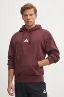 Mikina adidas Feelcozy pánská, červená barva, s kapucí, hladká, IN6070