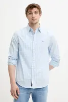 Bavlněná košile Tommy Jeans modrá barva, regular, s klasickým límcem, DM0DM20885