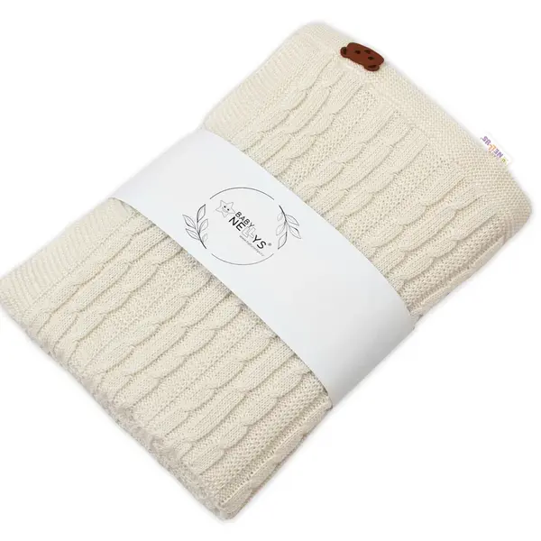 Baby Nellys Bambusová deka pro miminko Teddy, 80x100cm, vz.cop - smetanová