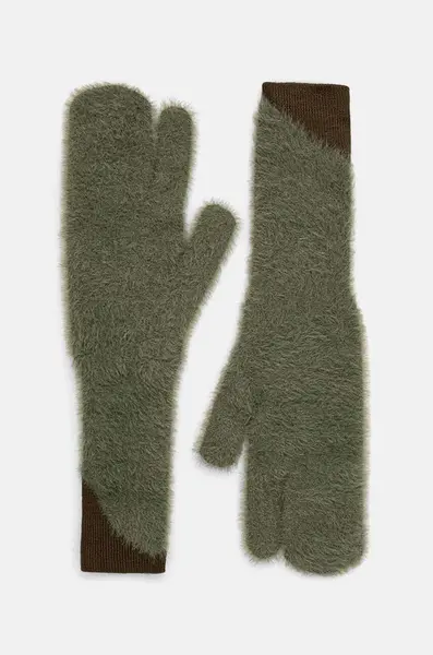 Rukavice z vlněné směsi MM6 Maison Margiela zelená barva, S62TS0062.M13073