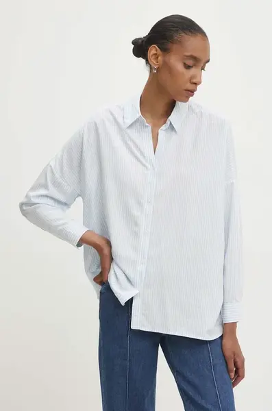 Košile Answear.LAB dámská, modrá barva, relaxed, s klasickým límcem