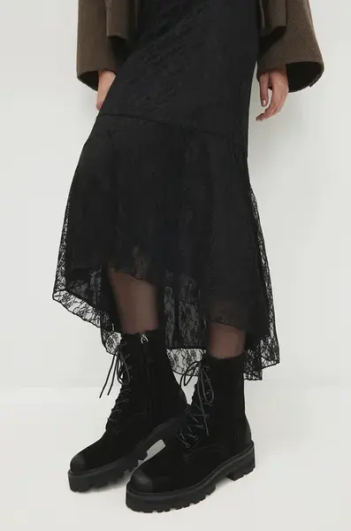 Semišové workery Answear.LAB dámské, černá barva, na platformě