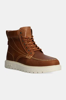 Kožené trapery Levi's ABNER RED TAB pánské, hnědá barva, 000FD-0002