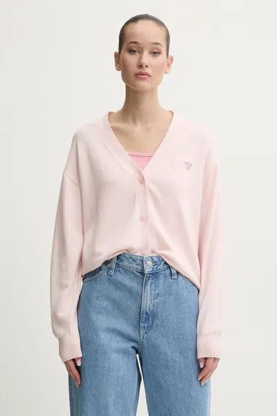 Svetr s příměsí vlny Guess Jeans růžová barva, lehký, W4BR16 Z3HO2