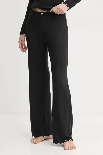 Pyžamové kalhoty Abercrombie & Fitch dámské, černá barva, KI146-4085