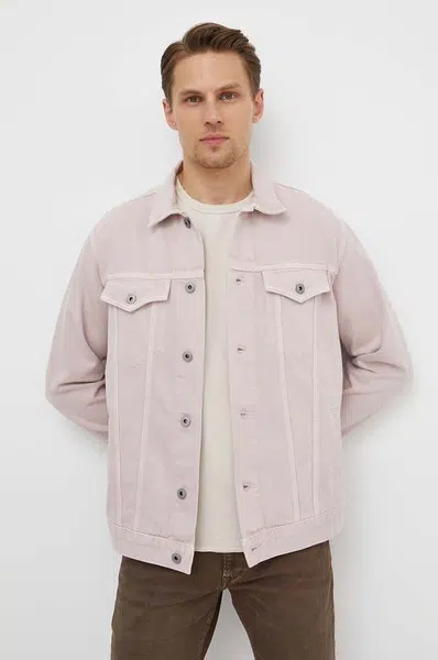 Džínová bunda Pepe Jeans PINNERS CLRD pánská, růžová barva, přechodná, PM402958